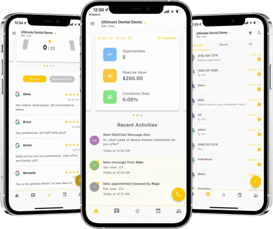 AI Employee mobile app on a phone showing pipeline metrics and recent activity
