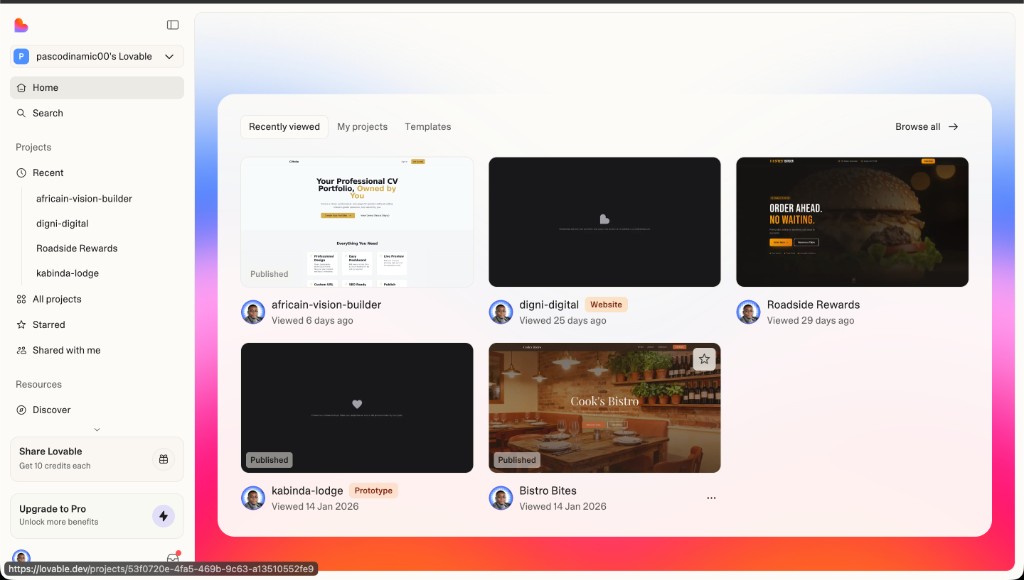Step 2: Sign up or Get started on Lovable.dev