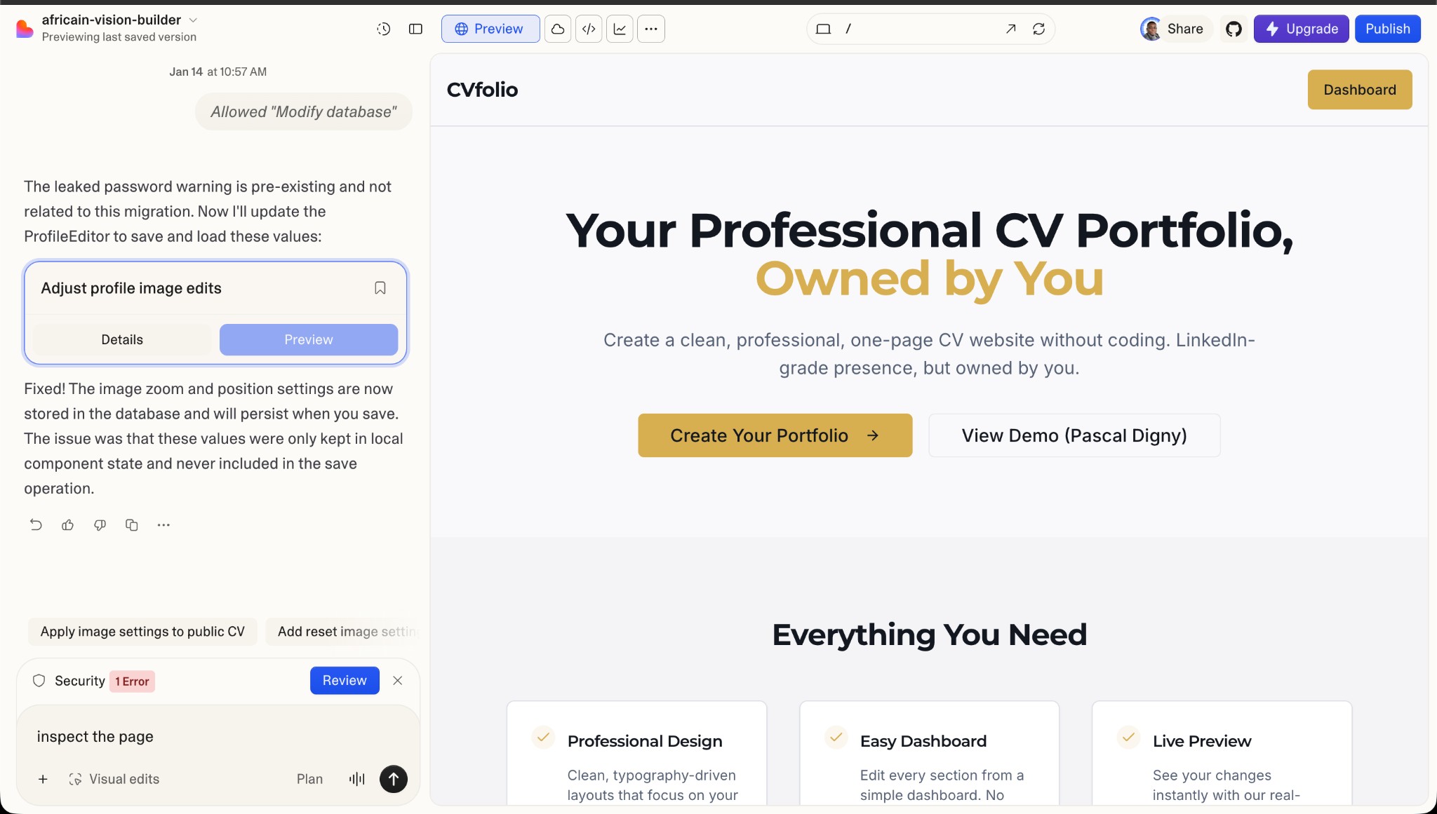 Step 6: Review the preview and iterate in chat