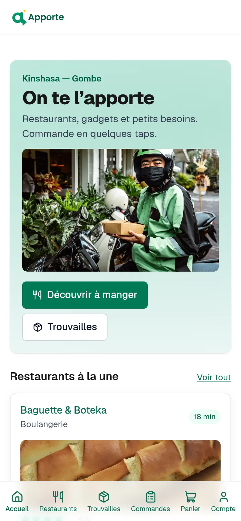 Apporte — phone screen