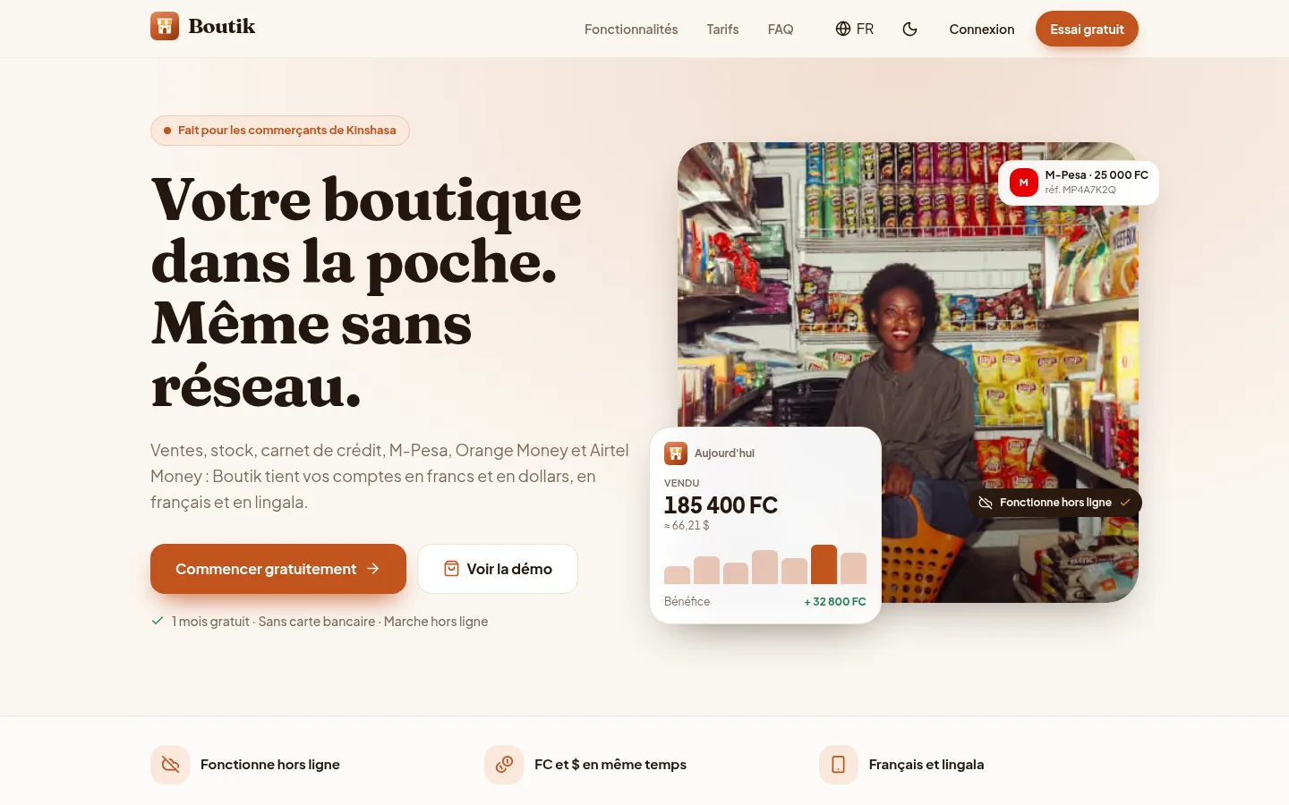Boutik — desktop screen