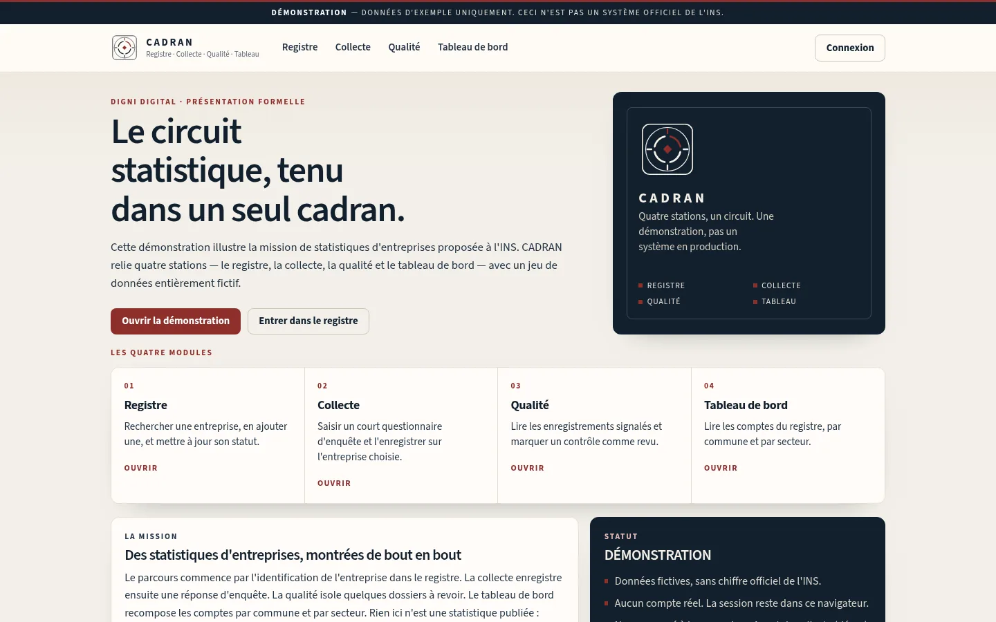 CADRAN — desktop screen