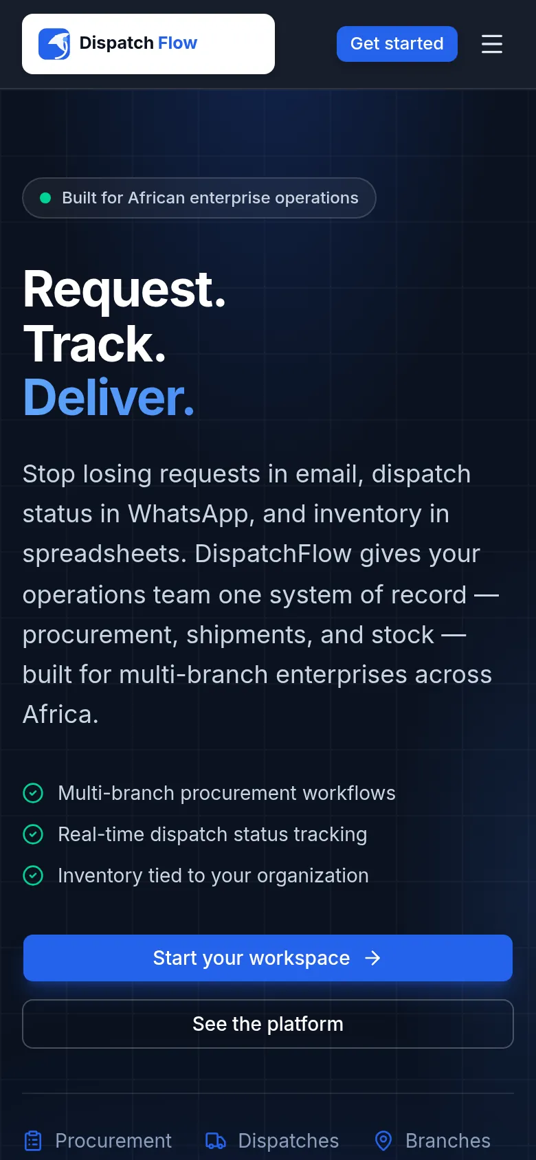 DispatchFlow — phone screen