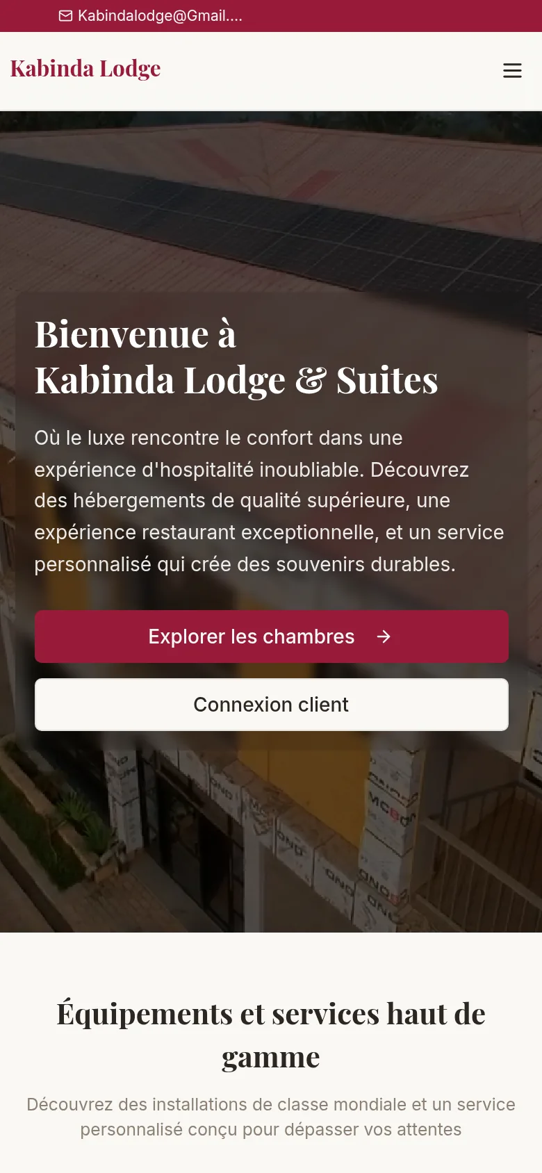 Kabinda Lodge — phone screen