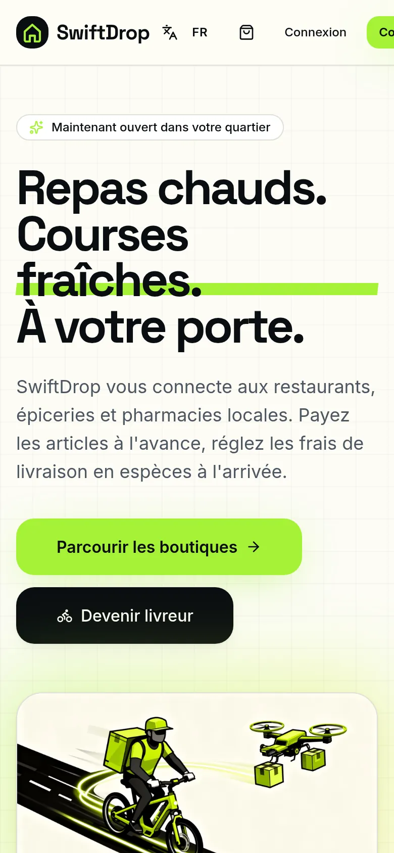 SwiftDrop — phone screen